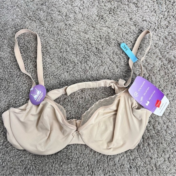 Hanes Ultimate Silky Smooth Comfort Underwire Bra Skin Nude 34C Unlined - Picture 1 of 3